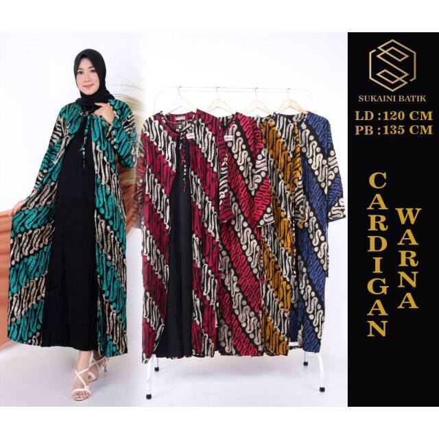gamis longdress batik CARDIGAN WARNA