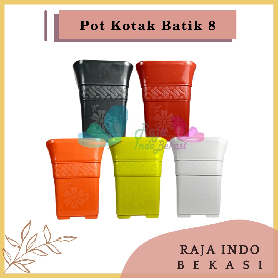 Pot Kotak BATIK 8 cm Putih Hitam Merah Orange Pot Kotak Tinggi Besar Kecil 8 Cm Nkt Putih Hitam