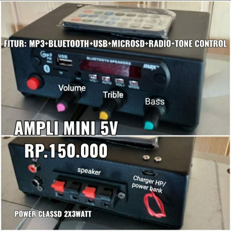 AMPLI MINI 5V MP3 BLUETOOTH BASS