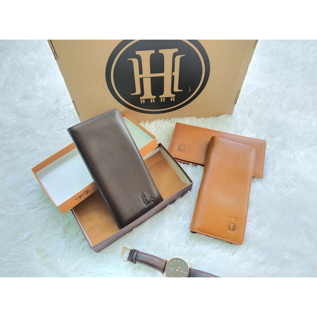 Dompet Panjang Lipat Kartu Kulit Asli Pria - Leather Wallet Logant HaHa