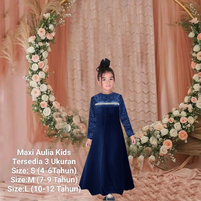 Gamis Anak Perempuan Terbaru Maxi Aulia Kids Brukat 4-12 Tahun matt Moscrepe Good Quality