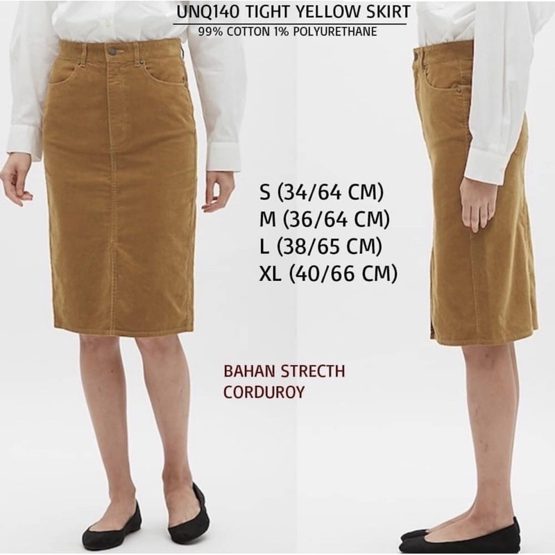 rok selutut model span korduroi branded UNIQLO original