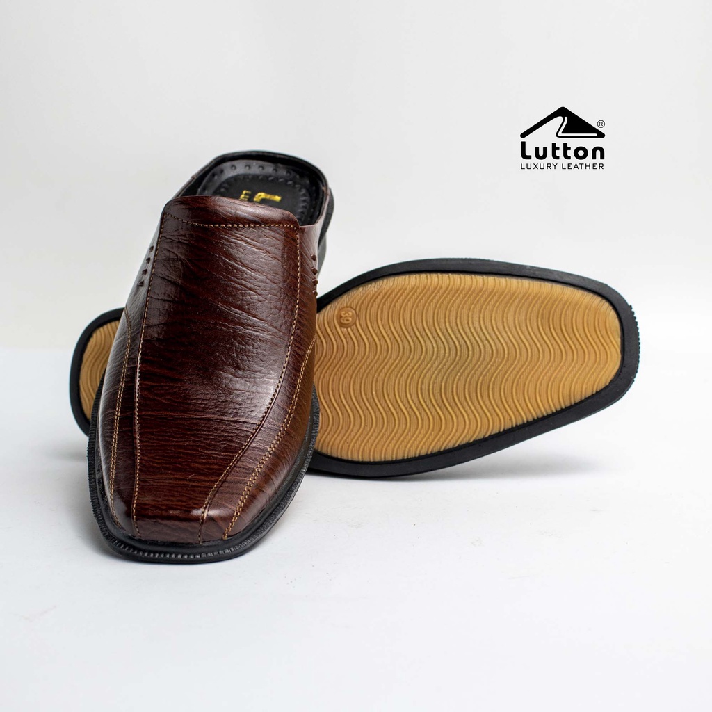 LUTTON - Sandal Slop Bustong Kulit Asli 100% - Sandal Slop Pria Casual Terlaris 2021 - SEPATU BUSTONG 02