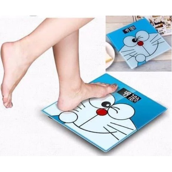 Timbangan badan digital LED Kaca 180kg karakter kartun doraemon hello kitty