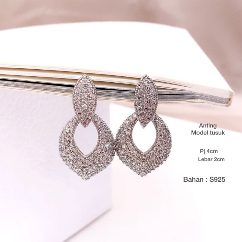 Anting Silver925 Full mata anting silver Anti Karat anti alergi anting Zircon premium 051
