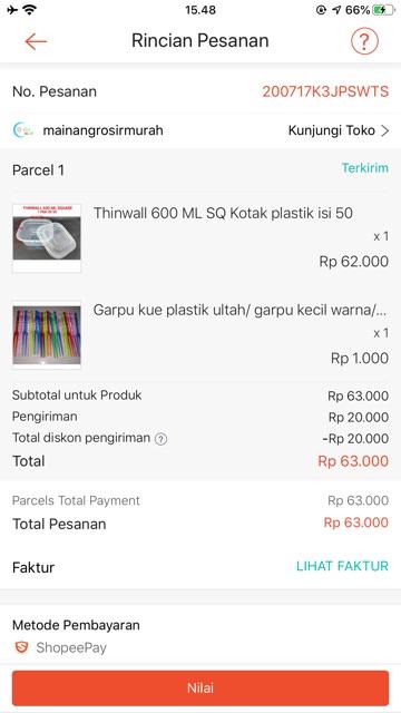 Thinwall 600 Ml Sq Kotak Plastik Isi 50
