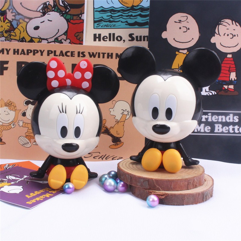 2pcs / Set Mainan Action Figure Disney Kepala Besar Mickey Minnie Mouse Untuk Dekorasi Kue Ulang Tahun Anak