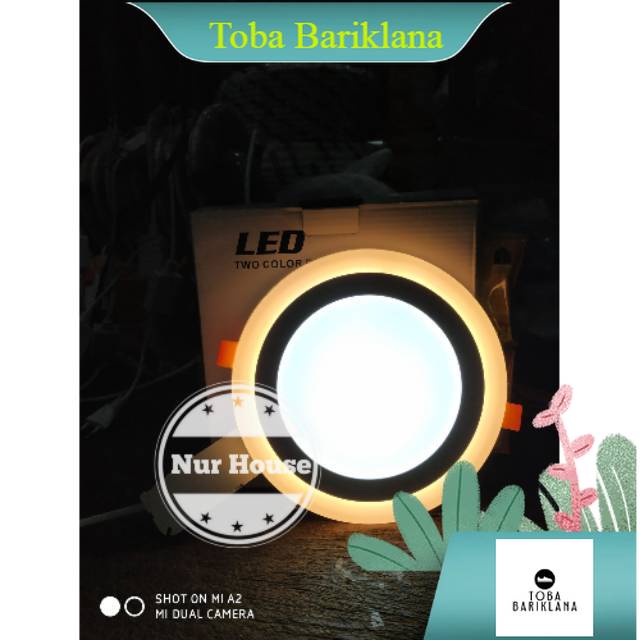 lampu downlight led 2 warna 16 watt bulat ib plafon putih semu kuning