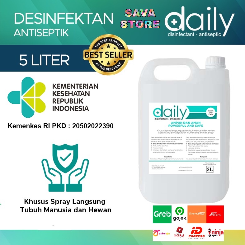 DESINFEKTAN DAILY REGULER DISINFEKTAN ANTISEPTIC 5 LITER 5L DISINFECTAN ANTI VIRUS ANTI BACTERIAL