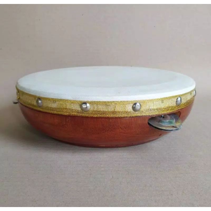 Rebana Kompang Qasidah bahan kayu Mahoni kulit Domba Kambing Homemade kwalitas ekspor ukuran 20 CM