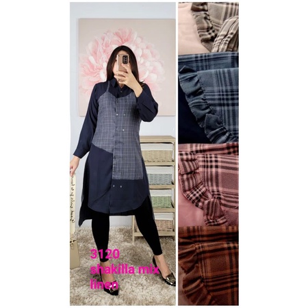 Tunik wanita remaja kekinian ll tunik muslim by mikka shakila mix linen kombinasi 31200