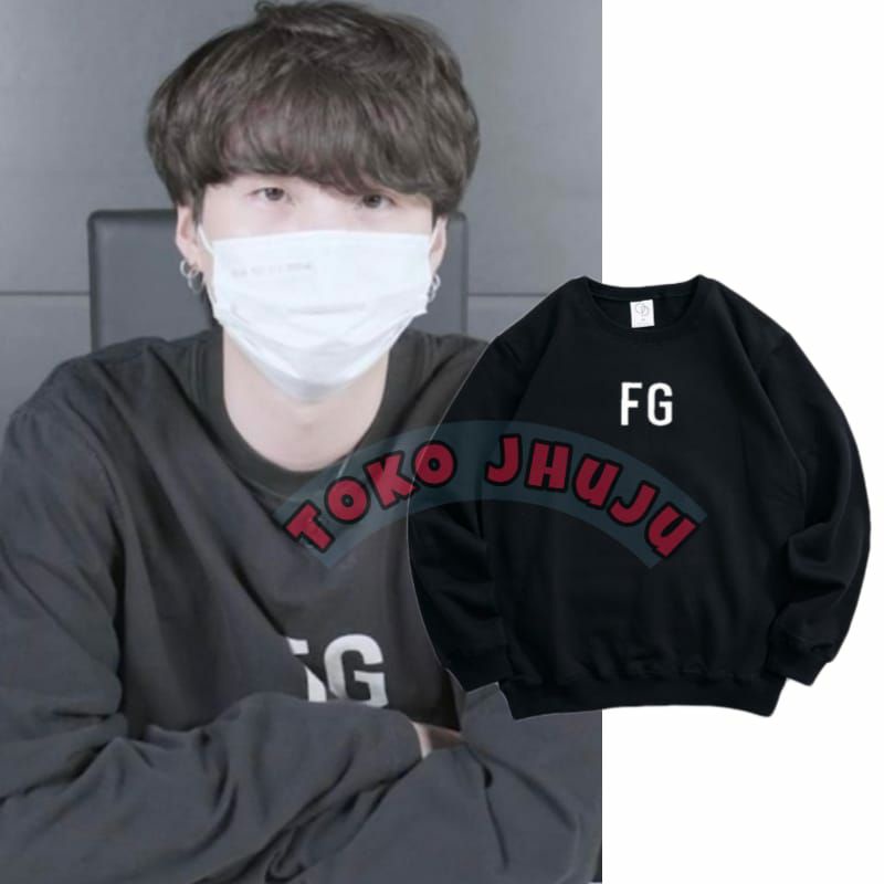 Basic Sweater BTS Suga FG sablon putih tengah