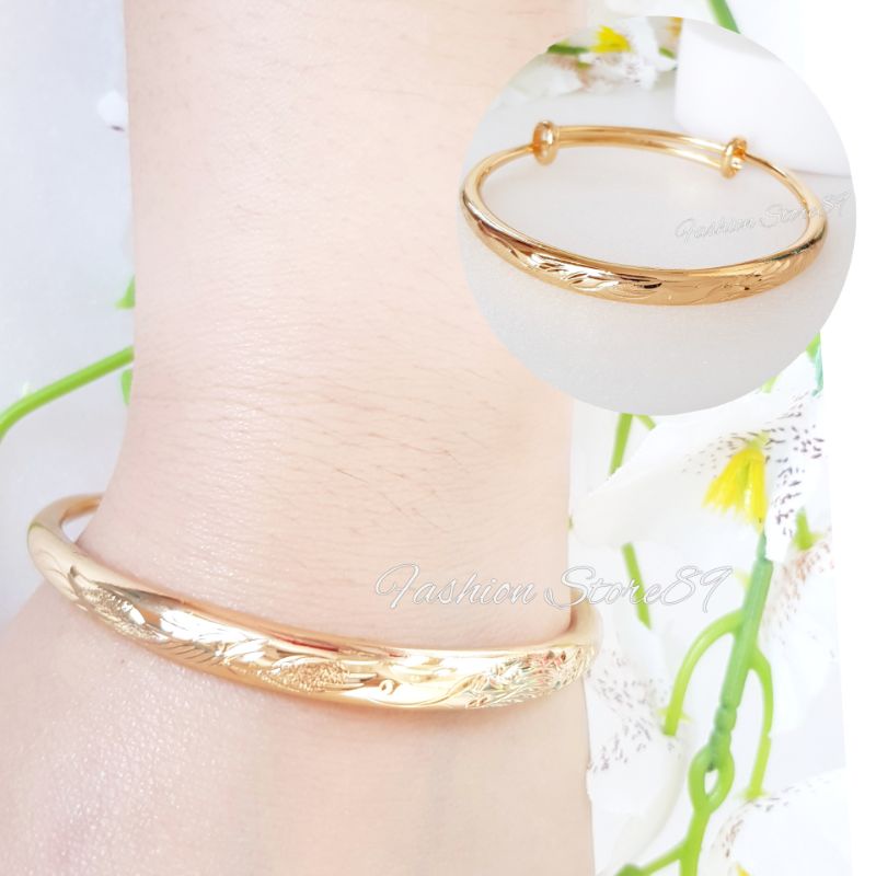 Gelang Bangle Dewasa ukir Impor Perhiasan lapis emas 18k Yaxiya Xuping fashion