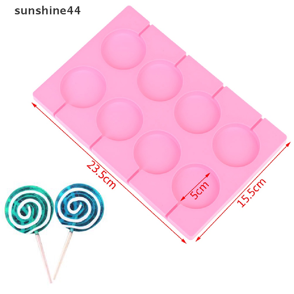 Sunshine Cetakan Permen Lolipop 8 Lubang Bentuk Bulat Besar Bahan Silikon