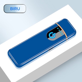 Korek Api unik Elektrik USB Fingerprint Touch Sensor LED Screen DY-168-biru