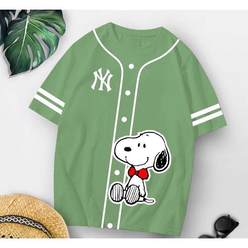 Baju kaos oversize xl tee tshirt cewe wanita dewasa remaja abg motif terbaru-Snoopy baseball
