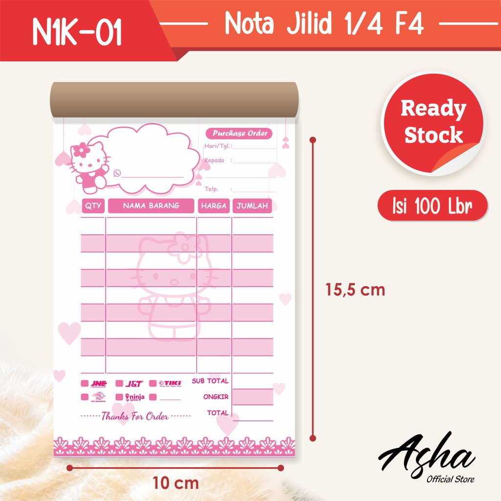 

[100 Lembar] NOTA OLSHOP KONTAN KOSONGAN 1 PLY LUCU MURAH N1K - 01