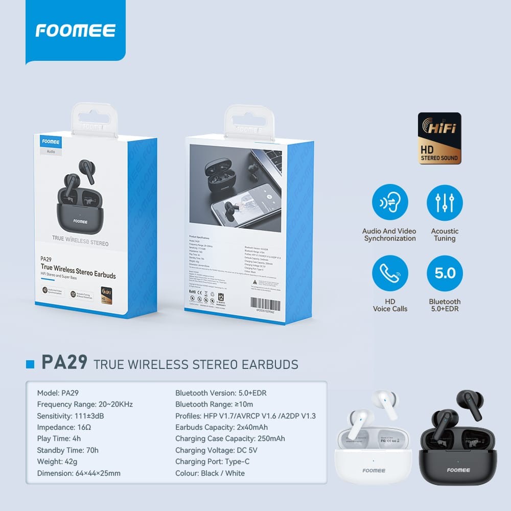 C_  FOOMEE EARPHONE WIRELESS TWS PA29