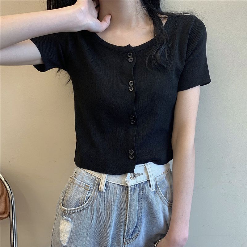 crop top/cardigan crop lengan pendek/crop rajut