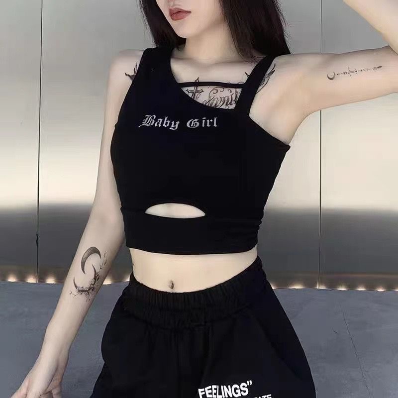 [Goth] Atasan Wanita Asimetris Baby Girl Women Baby Girl Asymetric Crop Top 8642 (S/M/L)