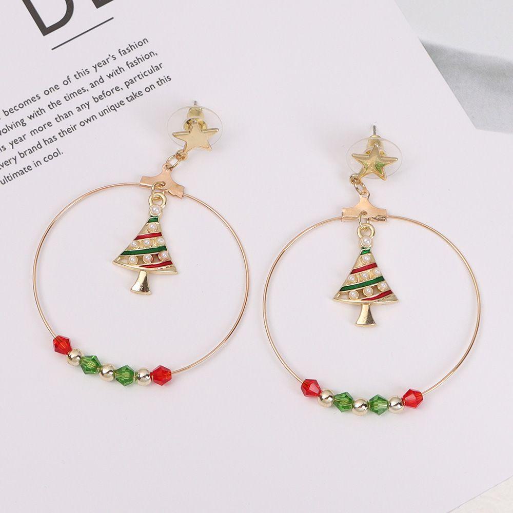 1 Pasang Anting Hoop Liontin Besar Warna-Warni Untuk Wanita