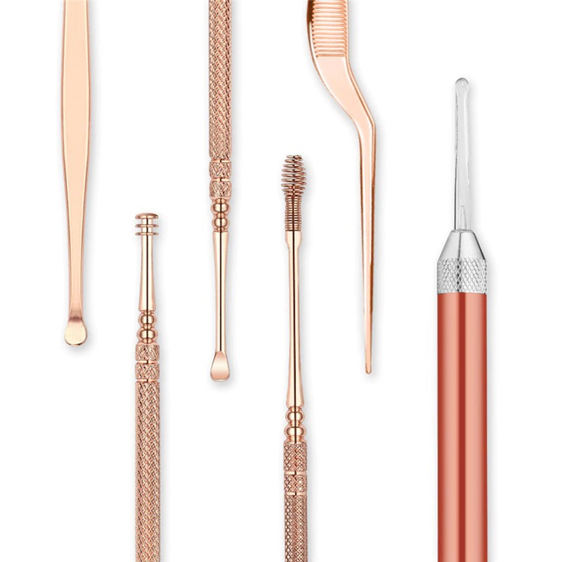 Korek Kuping Ear Spoon Wax Picker with LED Light - Rose Gold