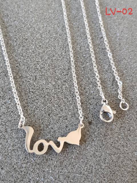 Kalung morif love import titanium white Antikarat Selamanya/kalung titanium murah Original Antikarat