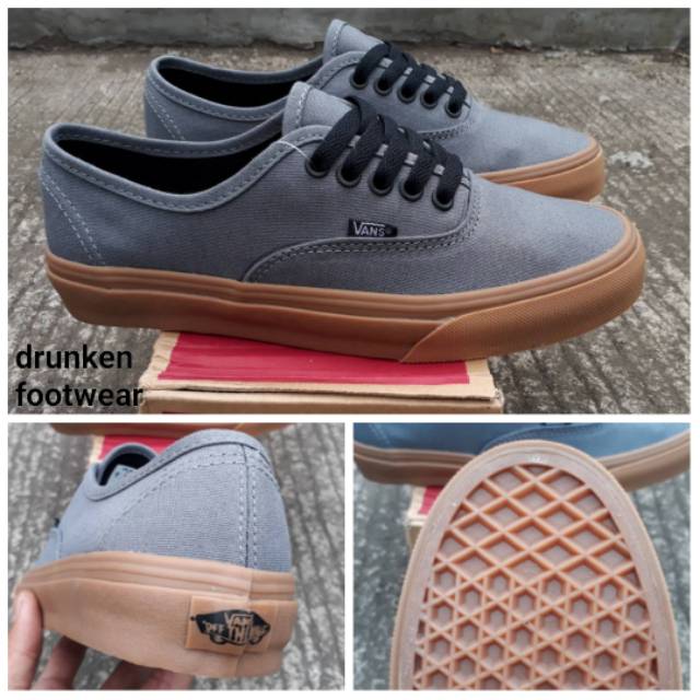 SEPATU VANS AUTHENTIC GREY GUM - ORIGINAL PREMIUM - abu waffle DT BNIB MADE IN CHINA