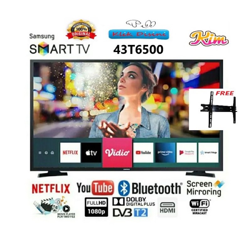 SAMSUNG LED 43 inch 43T6500 SMART TV FULL HD DIGITAL HDR - UA43T6500AK Plus BREKET