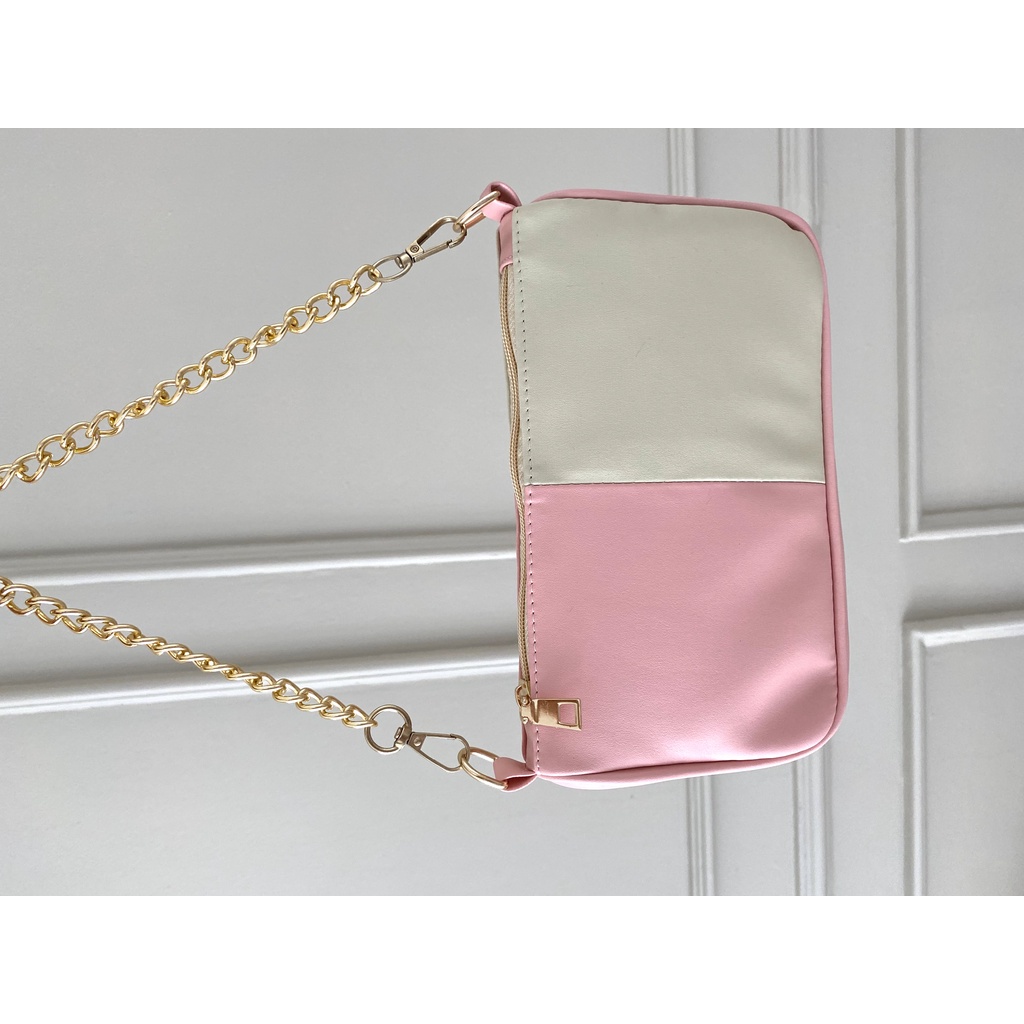 two tone pochette bag