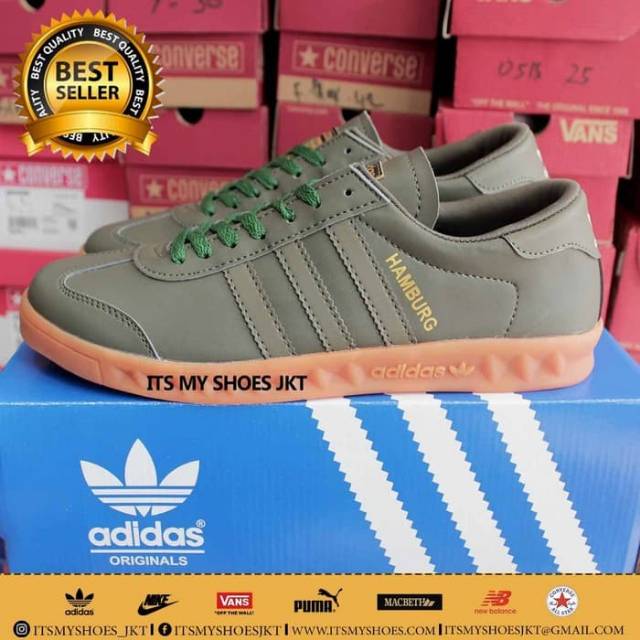 Sepatu adidas hamburg - sepatu pria - hijau army