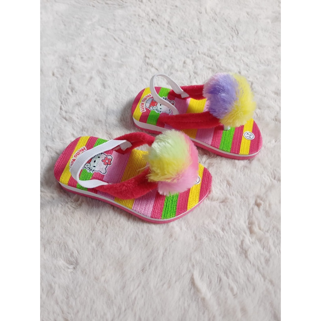 Sandal baby pompom pelangi