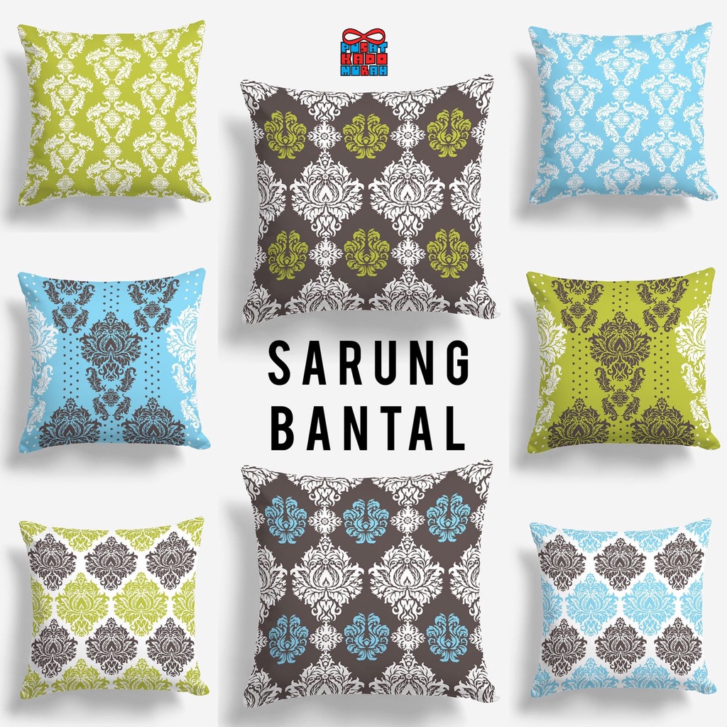 COVER SARUNG Bantal Sofa Print Motif Oliver Green dan Javier Blue Abstrak 40x40 cm - Pusat Kado Murah