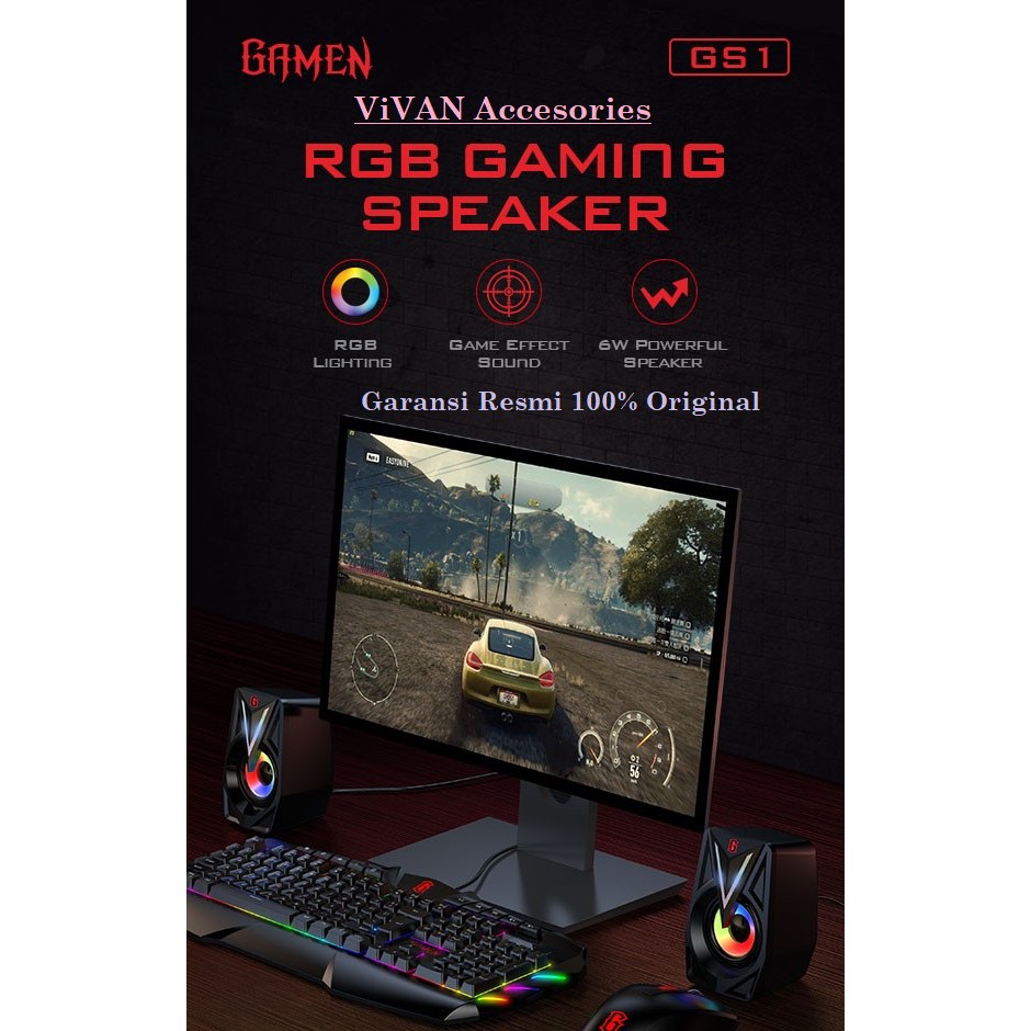 Speaker GAMEN GS1 Laptop/PC/Gaming Soundbar Super Bass Portable RGB