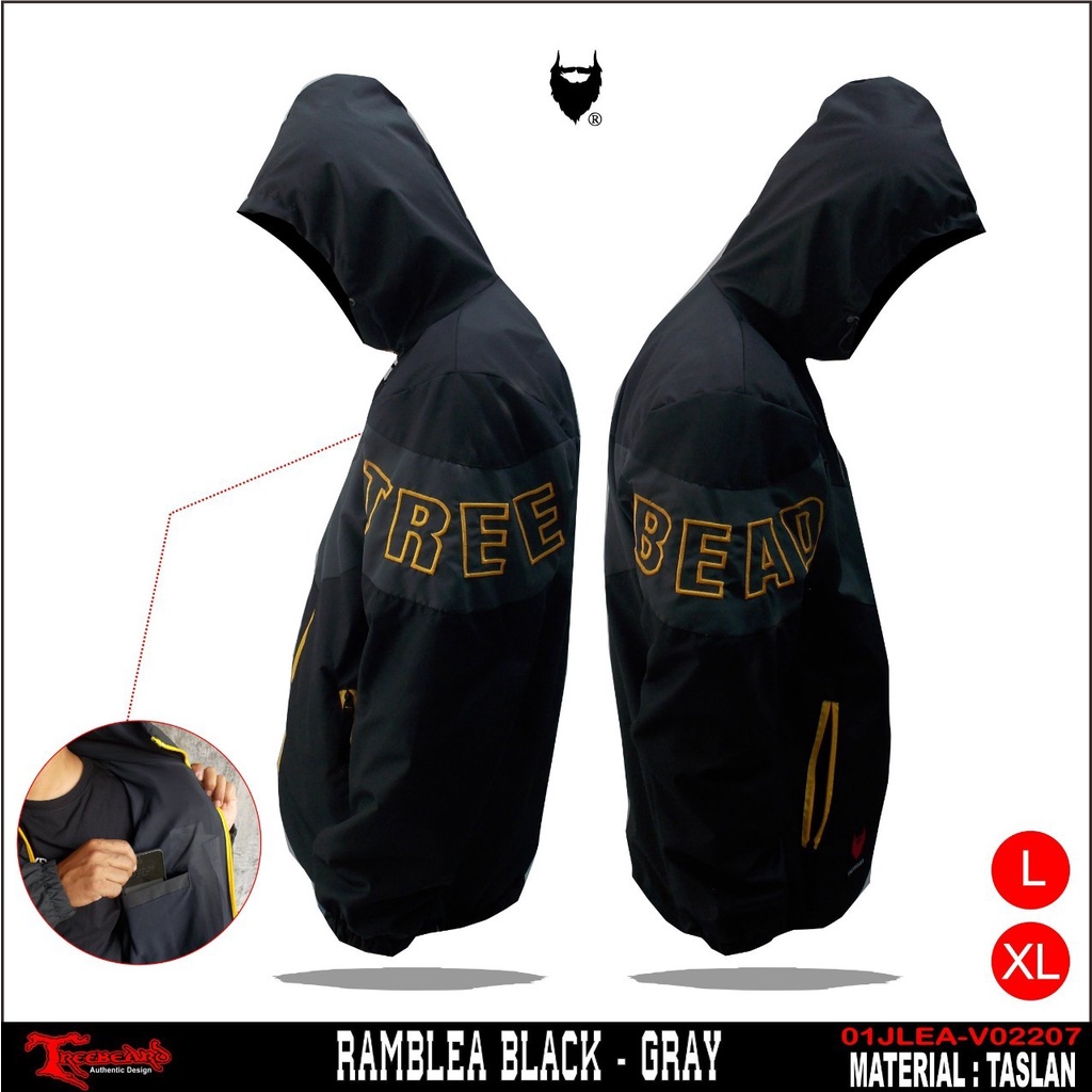 AKN- JAKET HOODIE PRIA ANTI AIR / JAKET PARASUT PRIA OUTDOR WATERPROOF RAPPERWEAR ORIGINAL TREEBEARD