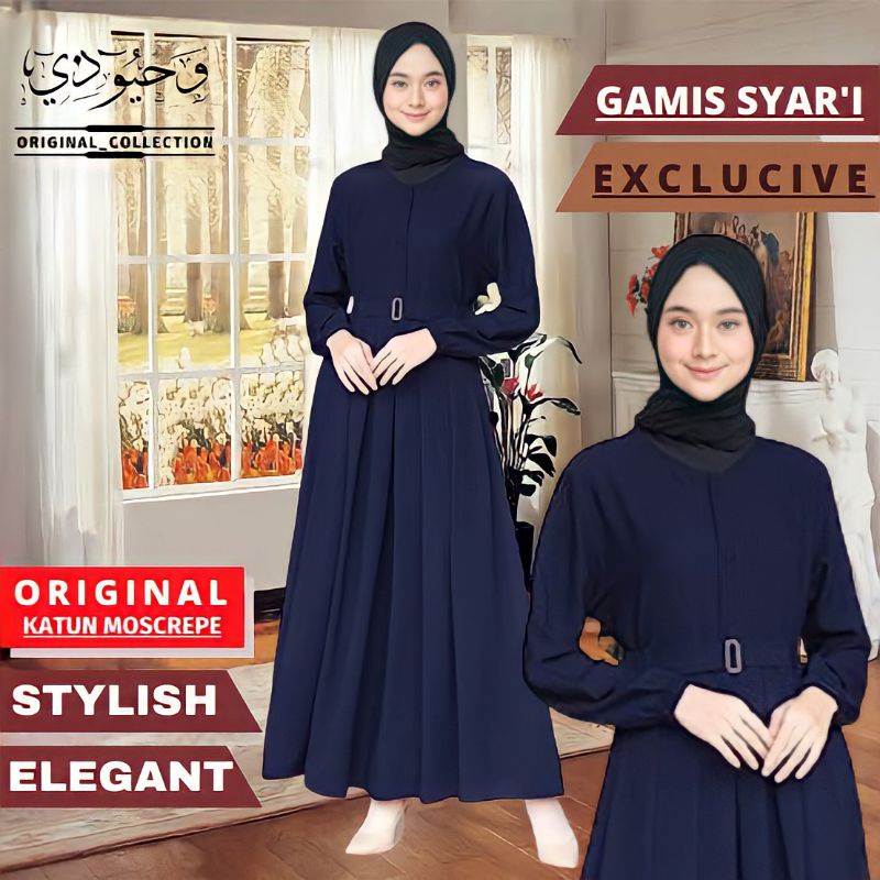 Baju Gamis Polos Katun Moscrepe Gaun Jubah Pesta Muslim Muslimah Remaja Dewasa Wanita Syari Murah Mo