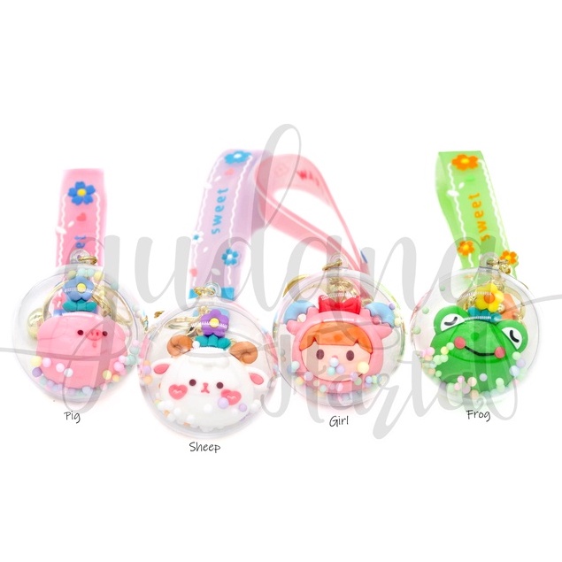 Gantungan Kunci Hewan Sprinkle Keychain Motif Frog Girl Pig Sheep GH 302350