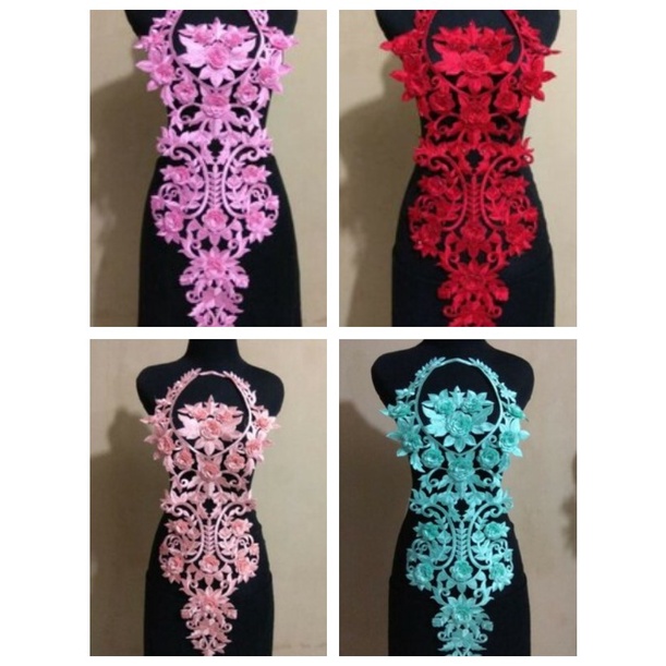 Toko Bekasi Timur Bordir Renda Dada Tasik Kamisem Lace Embroidery Tunik Brukat Gamis Kebaya Kuning H