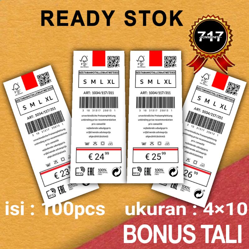 

hangtag baju label baju import 4×10 BONUS TALI
