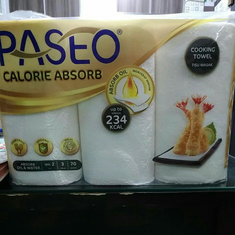 Paseo Cooking Towel 3 Roll 70s Calorie Absorb Tisu Dapur Penyerap Minyak