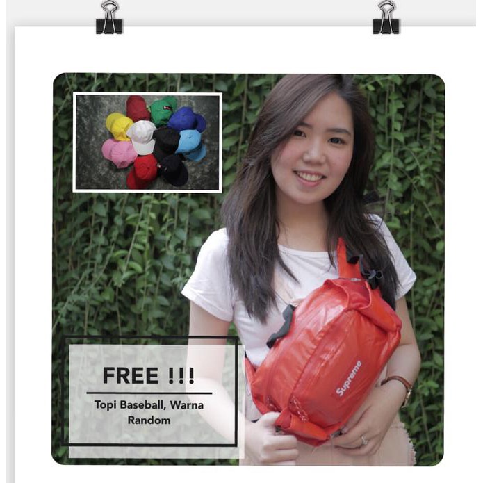 Pengiriman Cepat Tas Selempang Waist Bag Waistbag Supreme FW17 GRADE Mirror 1:1 - Merah MURAH