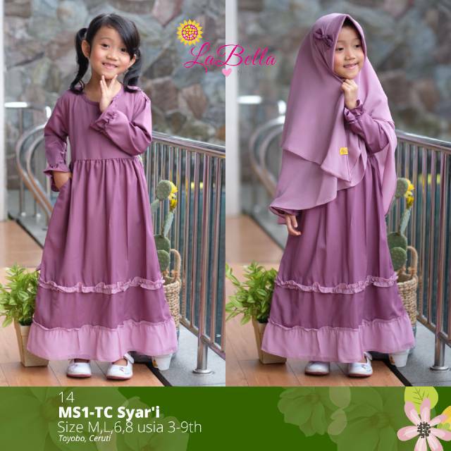 Baju Anak Perempuan Muslim La Bella Katun Toyobo Usia 3 7 Tahun Shopee Indonesia