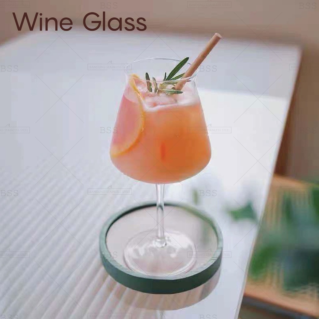 Gelas Kaki Tinggi Kaca 330ml Cristal Cocktail Dessert Jus Juice Wine Minuman Cantik Lucu