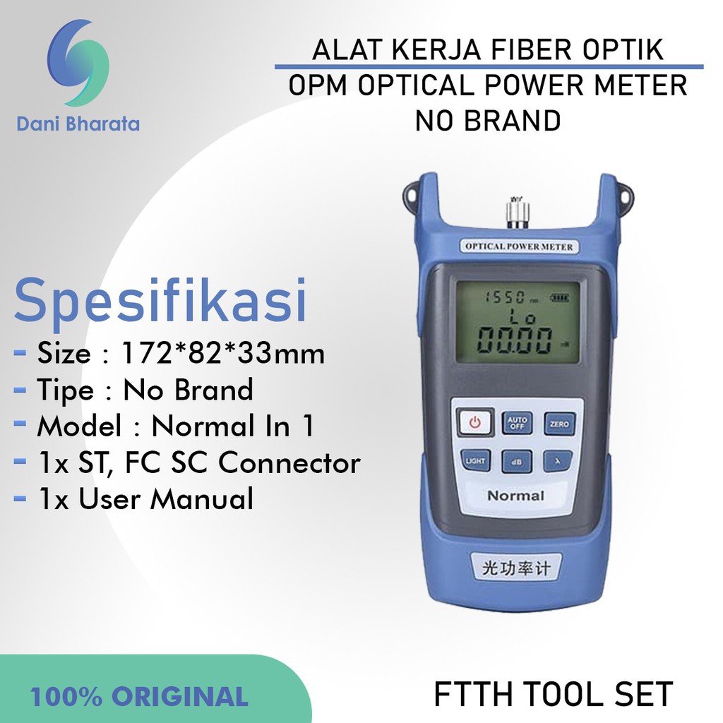 Optical Power Meter Fiber Optik Toolkit Fiber Optic Tester OPM Biru FO