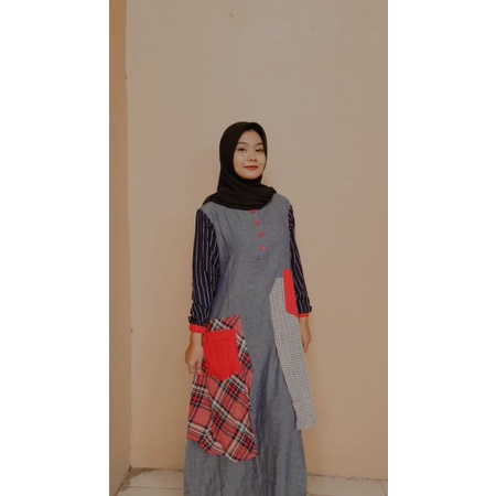 Gamis katun kombinasi by S-mut ori