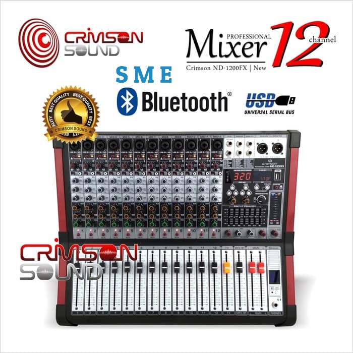 MIXER CRIMSON 12 CHANNEL BLUETOOTH 320 DSP ND-1200FX