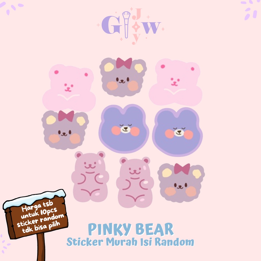 A45 STICKER 10PCS (PINKY BEAR) anti air notebook scrapbook label tempel motif kartun superhero super hero unik lucu atk alat tulis kantor murah viral termurah kartun komputer leptop handphone hp smartphone koper laptop tembok kulkas disney anime