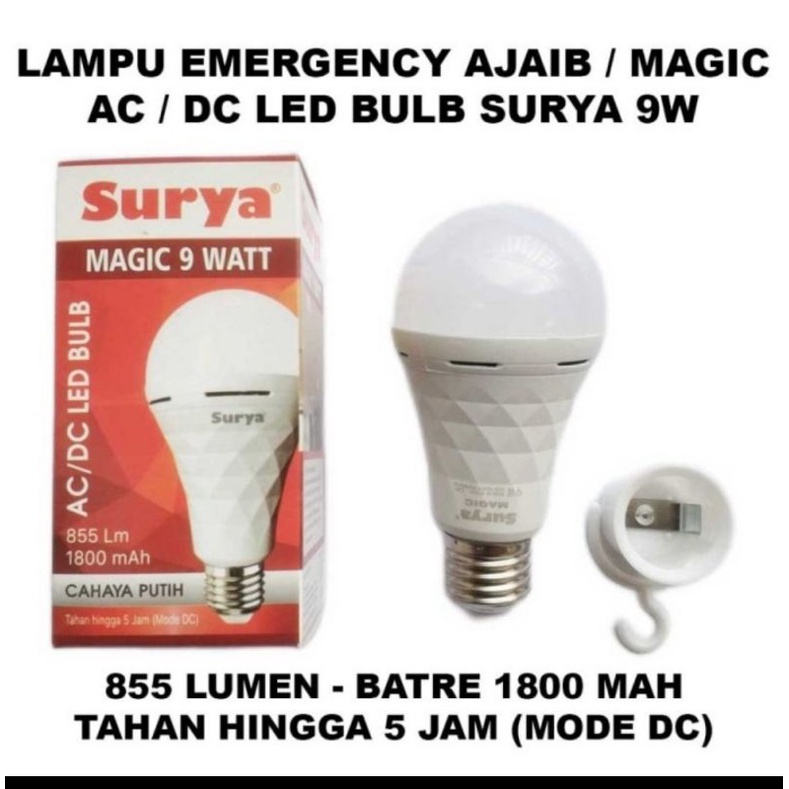 Lampu Emergency LED SURYA 9 Watt - Lampu Bohlam Magic Lamp