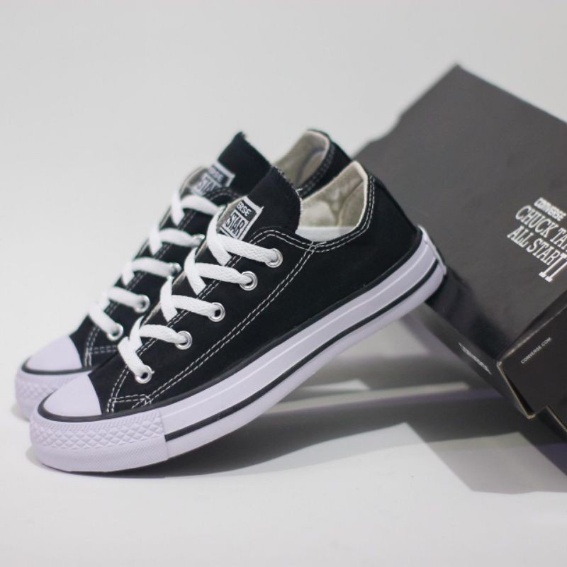 SEPATU SEKOLAH PRIA WANITA CONVERS1995 ALL STAR PENDEK FULL HITAM POLOS IMPORT CASUAL