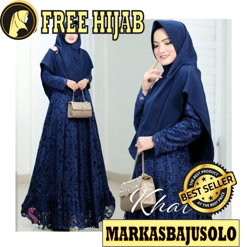 GAMIS KHALIFA KHALILA BROKAT KEBAYA DRESS PREMIUM / GAMIS SYARI MURAH BRUKAT PLISKET BROKAT JUMBO